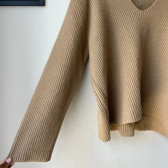 Almina Concept Sweater Camel Tan Knit Wool V-Neck Pullover Sweater Size Large - Picture 5 of 9